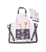 Payal Singhal Cream and Navy Colour Printed Canvas Apron with Mittens and Pouch Set in Gift Box