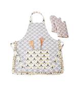 Payal Singhal Blush and Cream Colour Printed Canvas Apron with Mittens and Pouch Set in Gift Box