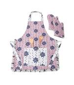 Payal Singhal Purple and Grey Colour Printed Canvas Apron with Mittens and Pouch Set in Gift Box