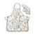 Ivory and Aqua Colour Printed Canvas Apron with Mittens and Pouch Set in Gift Box