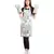 Ivory and Aqua Colour Printed Canvas Apron with Mittens and Pouch Set in Gift Box