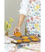 Payal Singhal Cream and Navy Colour Printed Canvas Apron with Mittens and Pouch Set in Gift Box