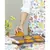 Cream and Navy Colour Printed Canvas Apron with Mittens and Pouch Set in Gift Box
