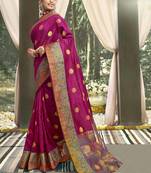 Magenta woven art silk saree with blouse