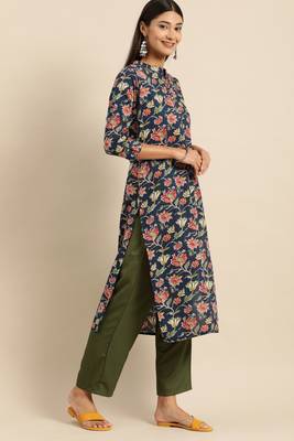  Blue printed cotton ethnic-kurtis 4