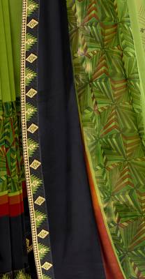 Green printed georgette saree with blouse 3
