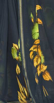 Navy blue woven cotton silk saree with blouse 3