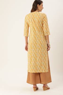 Beige printed cotton ethnic-kurtis 2