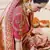 blush pink  embroidered kanchipuram silk blend saree with blouse