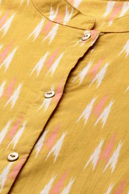 Yellow printed cotton ethnic-kurtis 5