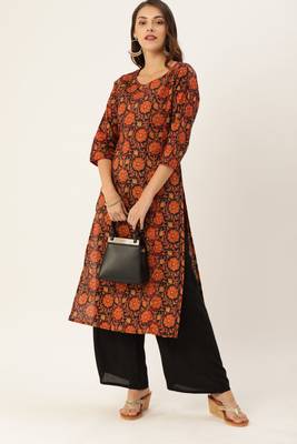 Black printed cotton ethnic-kurtis 3