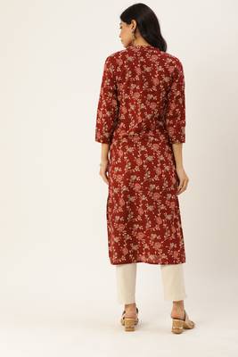 Maroon printed cotton ethnic-kurtis 4