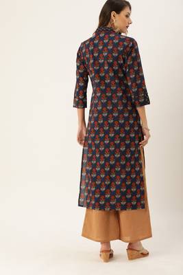 Blue printed cotton ethnic-kurtis 3