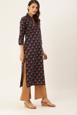 Blue printed cotton ethnic-kurtis 4