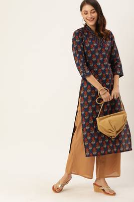 Blue printed cotton ethnic-kurtis 5