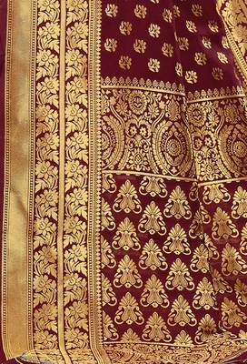 Maroon woven poly silk saree with blouse 3