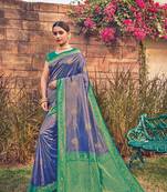Azure Blue semi Kanjiveram Saree
