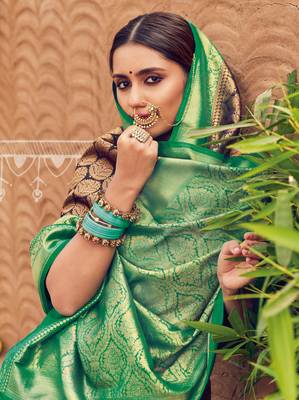 Peacan Brown semi Kanjiveram Silk Saree 2