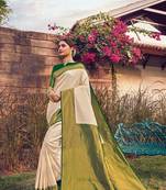 Lovry Offwhite semi Kanjiveram Silk Saree