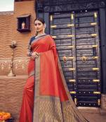 Chilli Red semi Kanjiveram Silk Saree