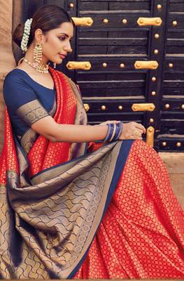 Chilli Red semi Kanjiveram Silk Saree 3