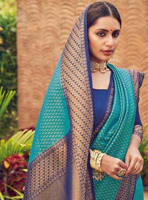 Shaphire Blue semi Kanjiveram Silk Saree 2