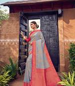 Cloudy Grey semi Kanjiveram Silk Saree