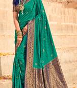 Forest Green semi Kanjiveram Silk Saree