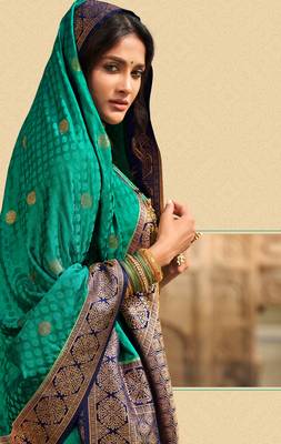 Forest Green semi Kanjiveram Silk Saree 2