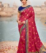 Rasberry Red semi Kanjiveram Silk Saree