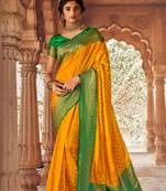 Fire Orange semi Kanjiveram Silk Saree