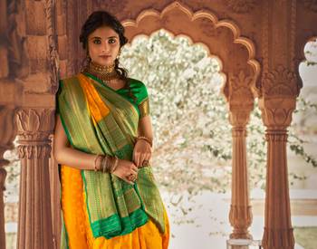 Fire Orange semi Kanjiveram Silk Saree 2