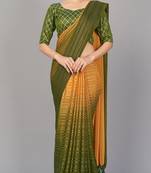 Green printed silk saree with blouse