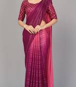 Wine printed silk saree with blouse