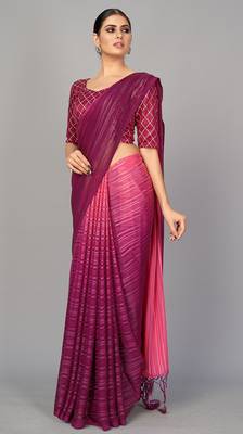 Wine printed silk saree with blouse 2