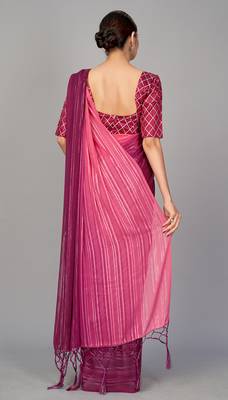 Wine printed silk saree with blouse 3
