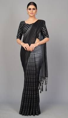 Black printed silk saree with blouse 1