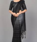 Black printed silk saree with blouse