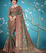 Grey woven cotton saree with blouse