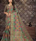 Grey woven cotton saree with blouse