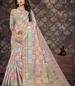 White woven cotton saree with blouse