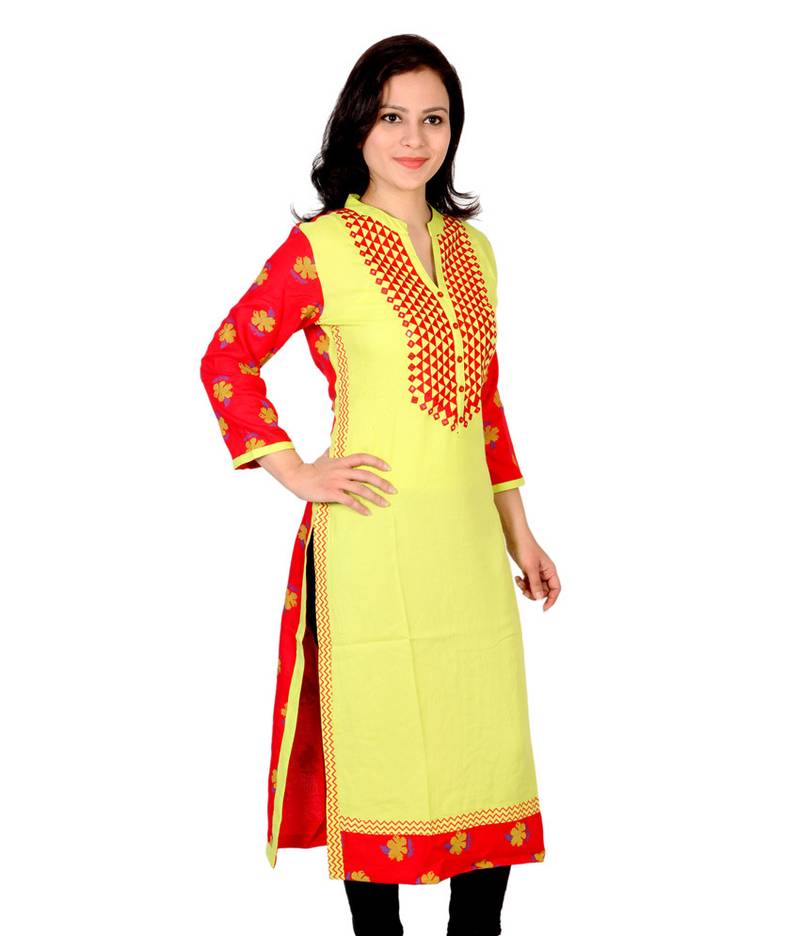 Ridan Rayon Multicolour Printed Straight Kurti