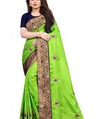 Light Green Zari Saree with Jacquard Border and With Blouse