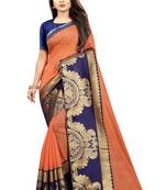 Orange Color Chanderi Cotton Jacquard Border Blouse Saree with Blouse