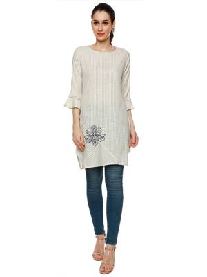 Blue printed cotton short-kurtis 1