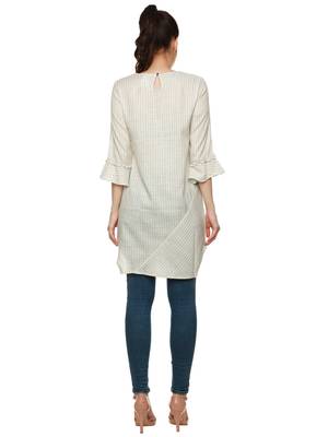 Blue printed cotton short-kurtis 2