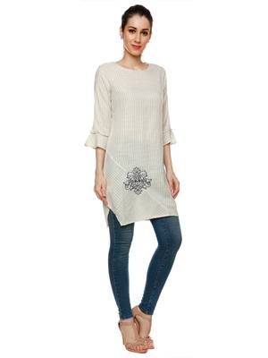 Blue printed cotton short-kurtis 3
