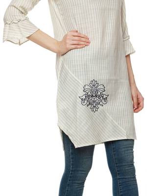 Blue printed cotton short-kurtis 5