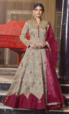 Beige hand embroidery jacquard salwar 1