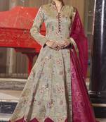 Beige hand embroidery jacquard salwar